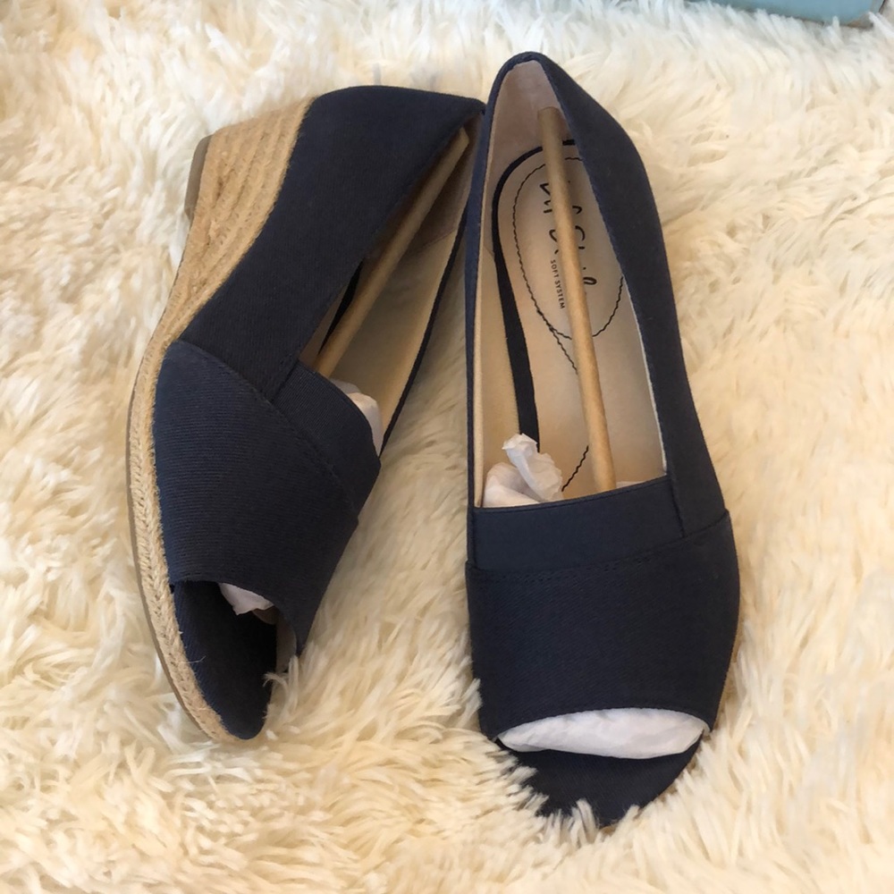 LifeStride Women's Sola Espadrille Wedge Sandal size 7.5 navy